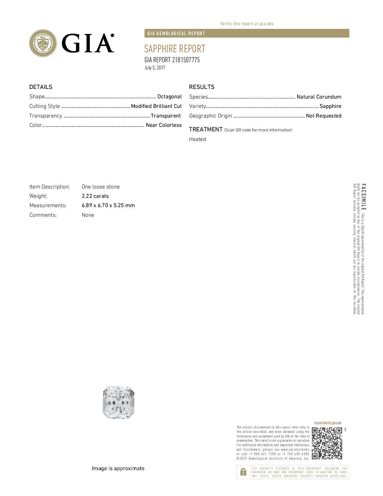 Peter Suchy GIA Certified 2.22 Sapphire Diamond Platinum Engagement Ring In Good Condition For Sale In Stamford, CT