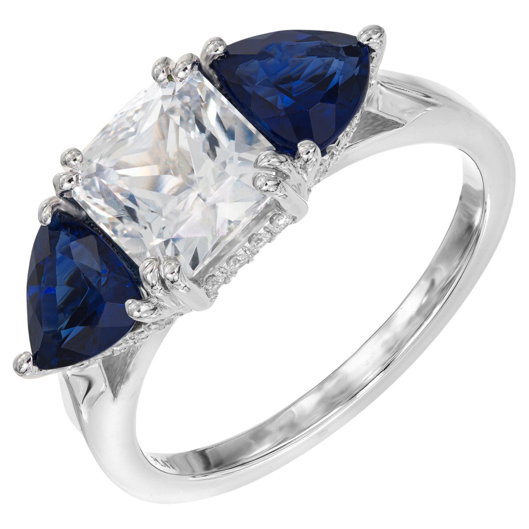 Peter Suchy GIA Certified 2.22 Sapphire Diamond Platinum Engagement Ring  For Sale