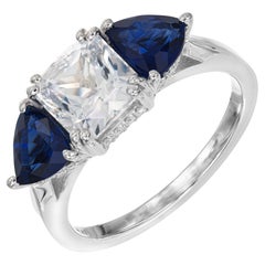 Peter Suchy GIA Certified 2.22 Sapphire Diamond Platinum Engagement Ring 