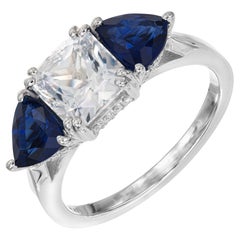 Peter Suchy Anillo de compromiso de platino con diamante y zafiro certificado por el GIA 2,22