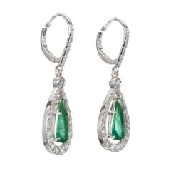 Peter Suchy GIA Certified 2.23 Carat Emerald Diamond White Gold Dangle Earrings