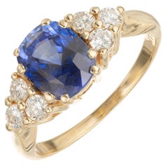 Peter Suchy GIA Certified 2.23 Carat Sapphire Diamond Gold Engagement Ring
