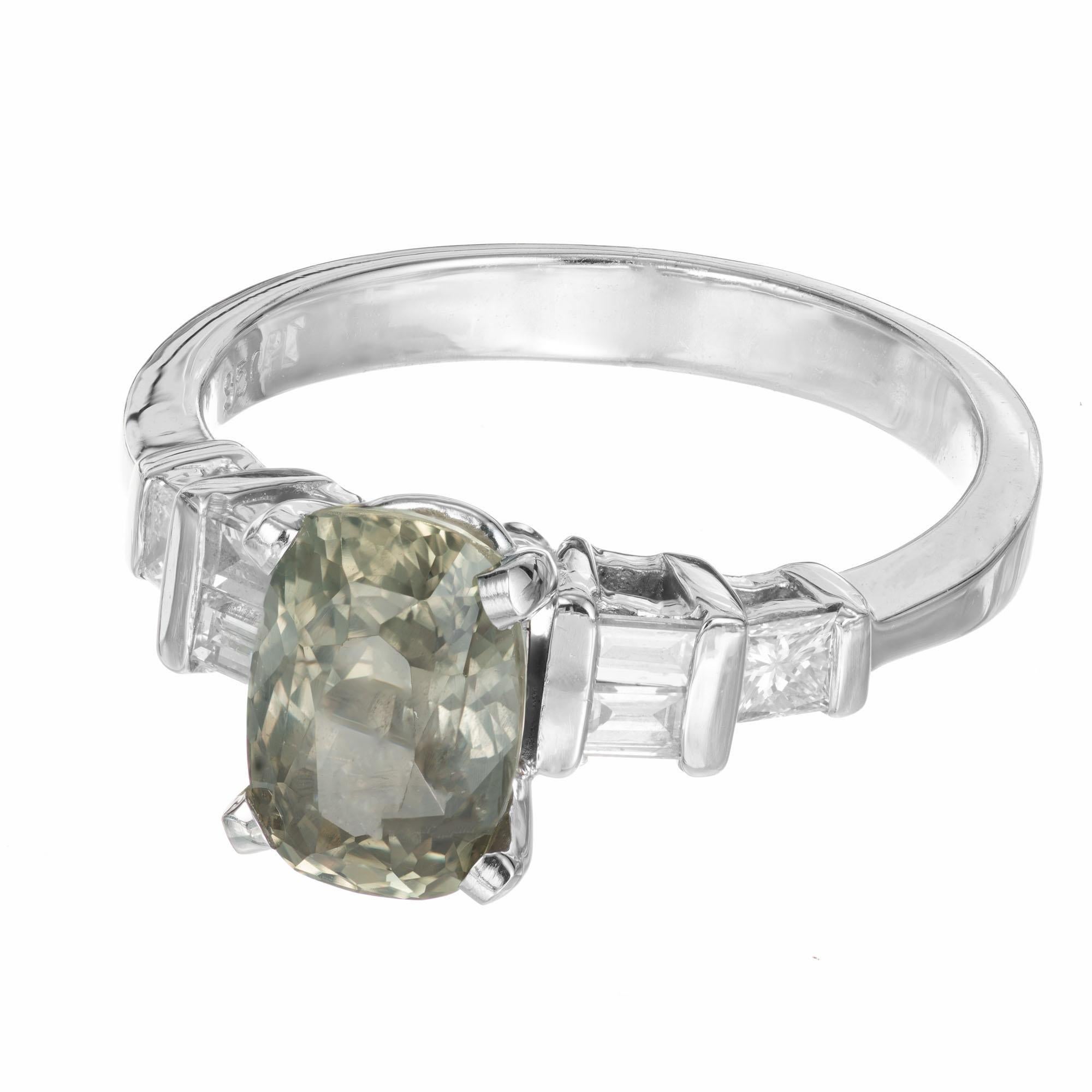 Peter Suchy Verlobungsring, GIA zertifiziert 2,24 Karat Saphir Diamant Platin (Kissenschliff) im Angebot