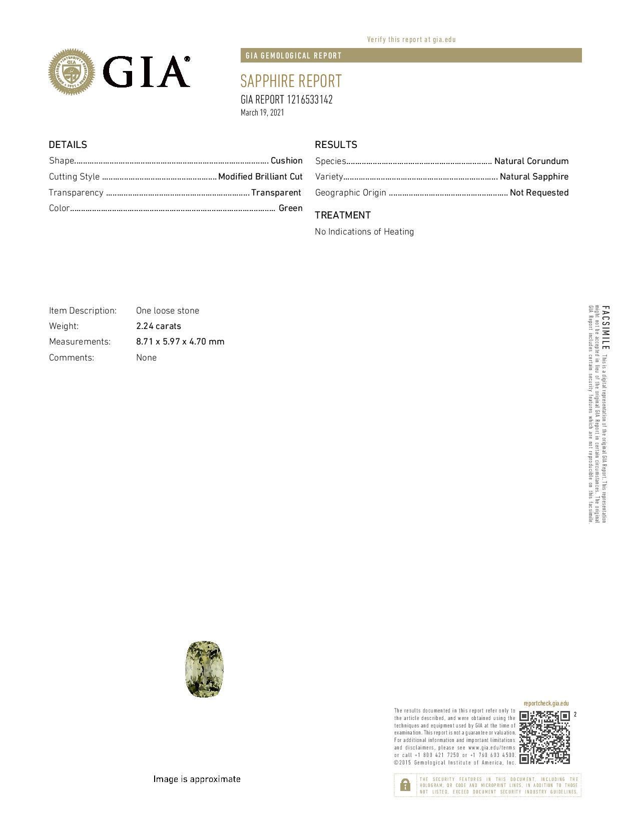 Bague de fiançailles Peter Suchy en platine avec saphir certifié GIA de 2,24 carats et diamants Neuf - En vente à Stamford, CT