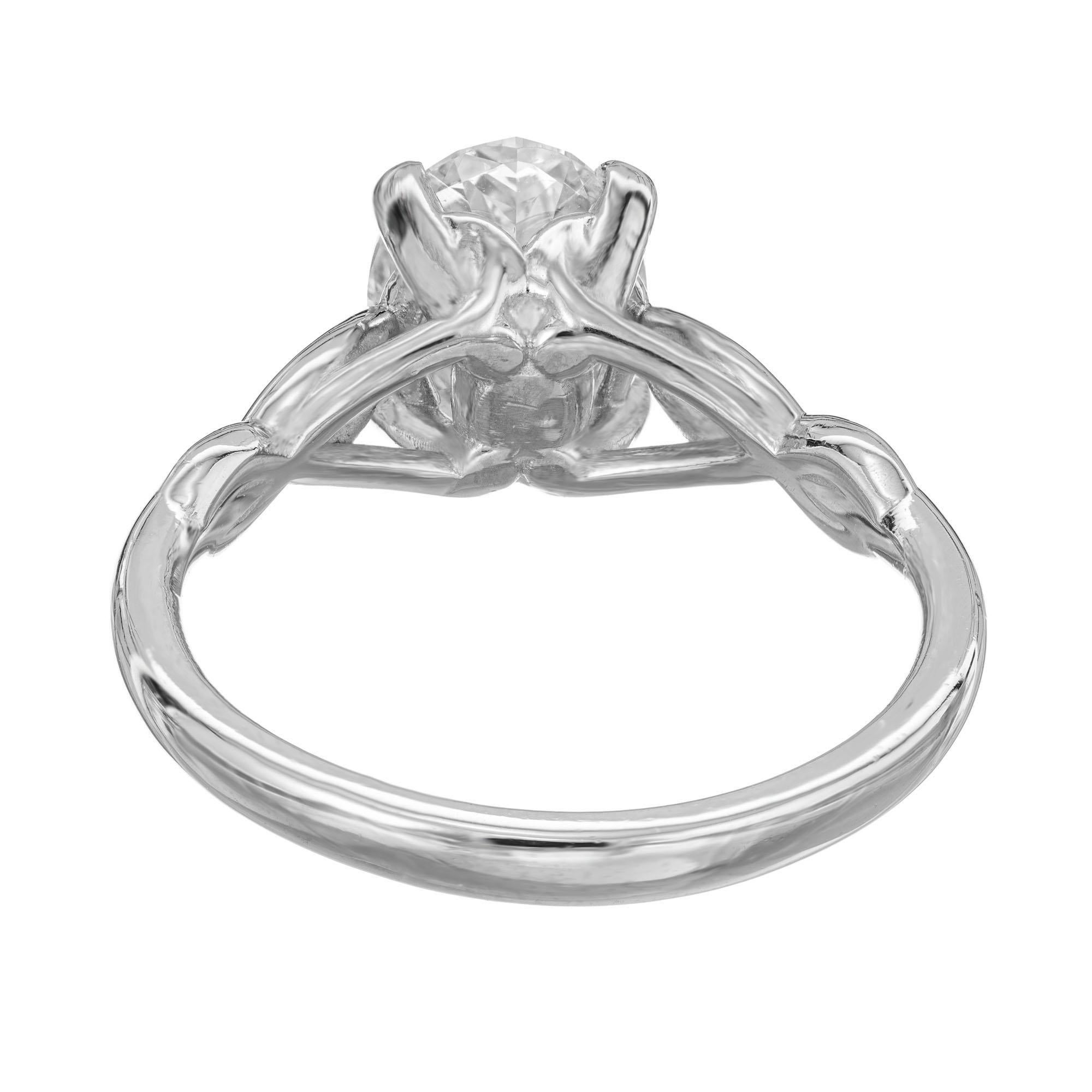 Peter Suchy, bague de fiançailles solitaire en platine avec diamant ovale certifié GIA de 2,05 carats Pour femmes en vente