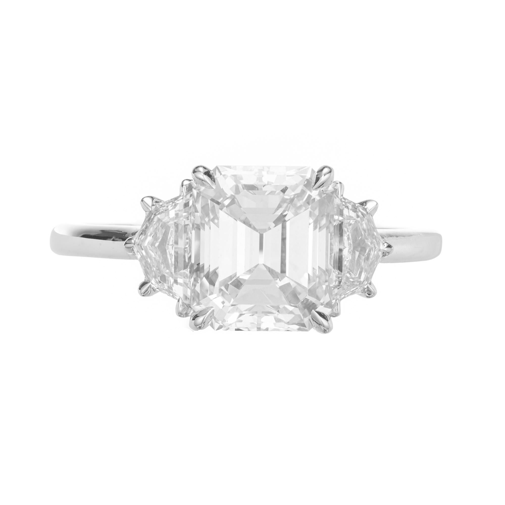 Original Art Deco emerald cut diamond with distinct asscher style influence in the cut corners, small table and raised crown causing a bright look.  The center diamond was --->>>>

1 emerald cut diamond, I VS approx. 2.32cts GIA Certificate #
