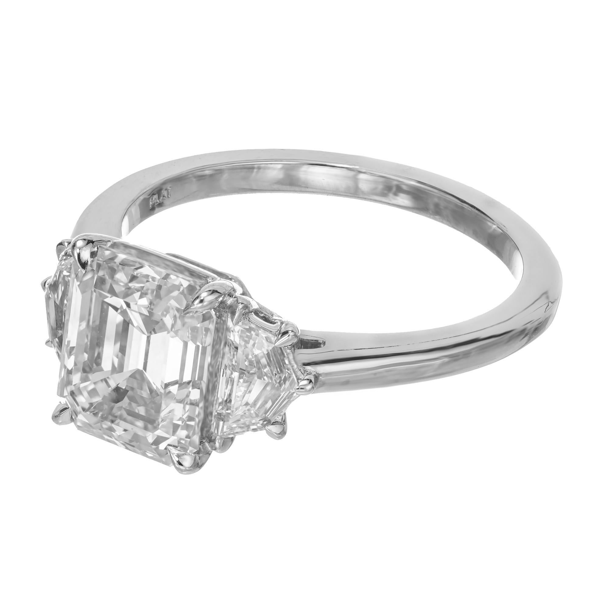 Emerald Cut Peter Suchy GIA Certified 2.32 Carat Diamond Platinum Ring For Sale