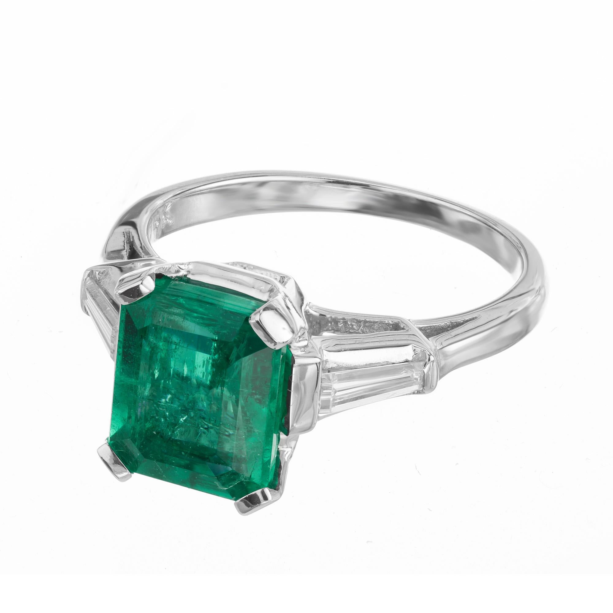 Peter Suchy GIA Certified 2.38 Carat Emerald Diamond White Gold Ring Corte esmeralda en venta