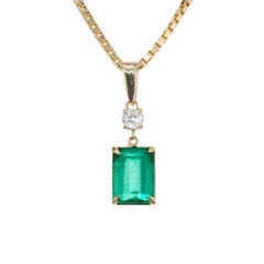 Peter Suchy GIA Certified 2.40 Carat Emerald Diamond Gold Pendant Necklace