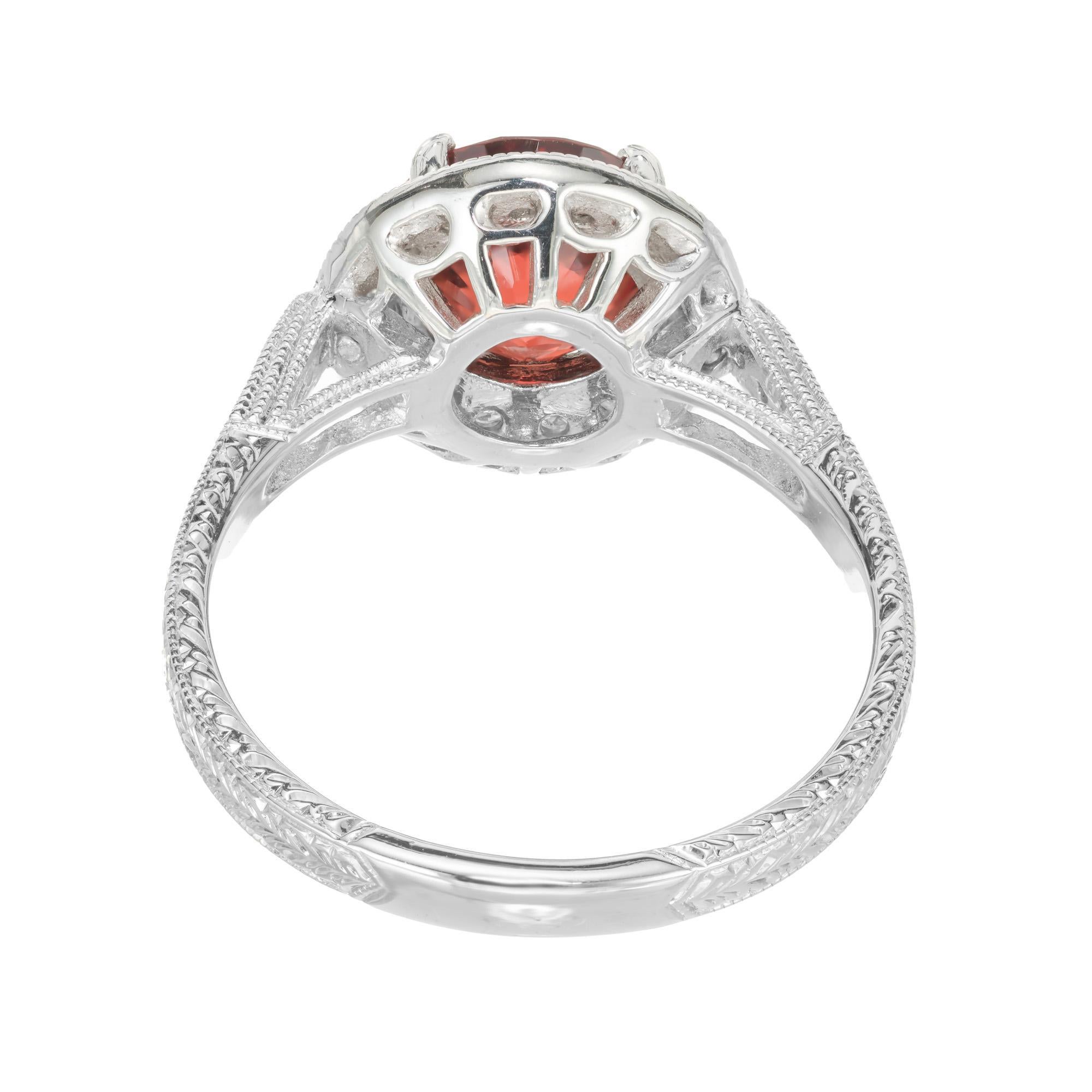 Peter Suchy GIA Certified 2.42 Carat Red Spinel Diamond Halo White Gold Ring For Sale 1