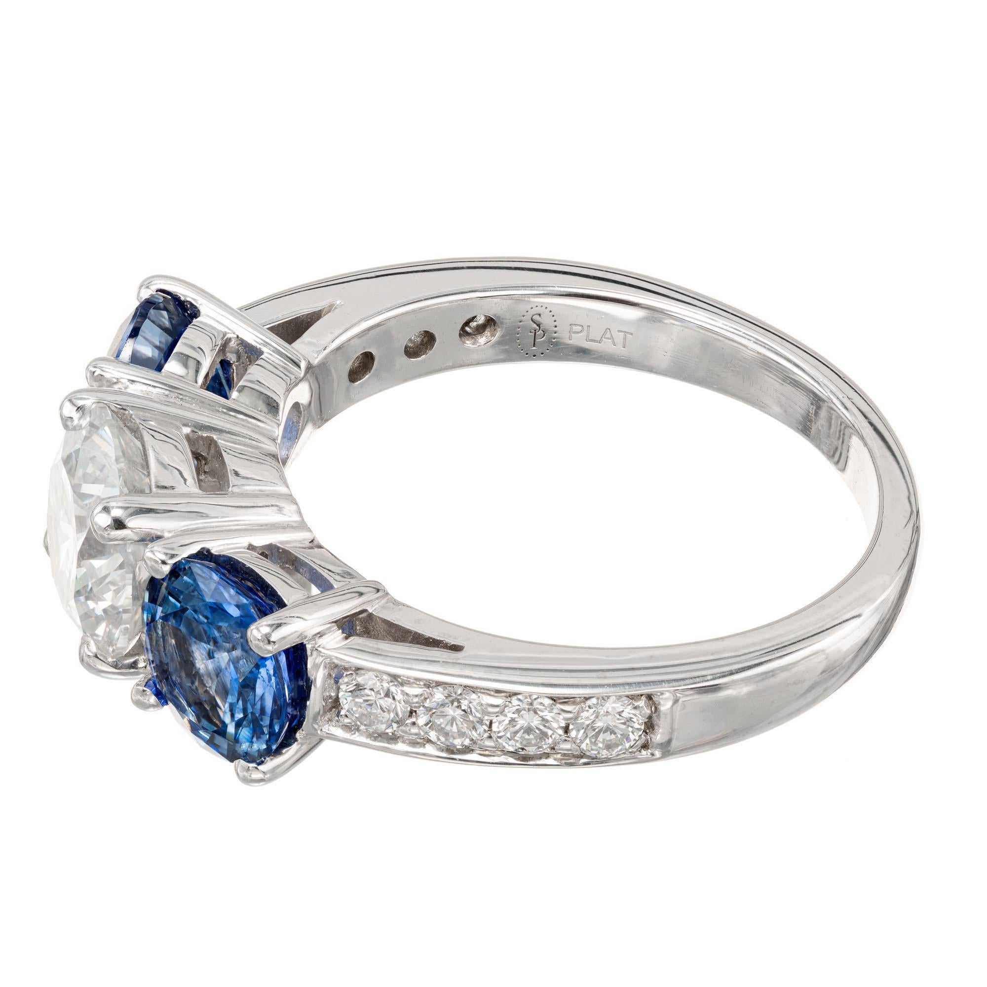 Round Cut Peter Suchy GIA Certified 2.45 Carat Diamond Sapphire Platinum Engagement Ring
