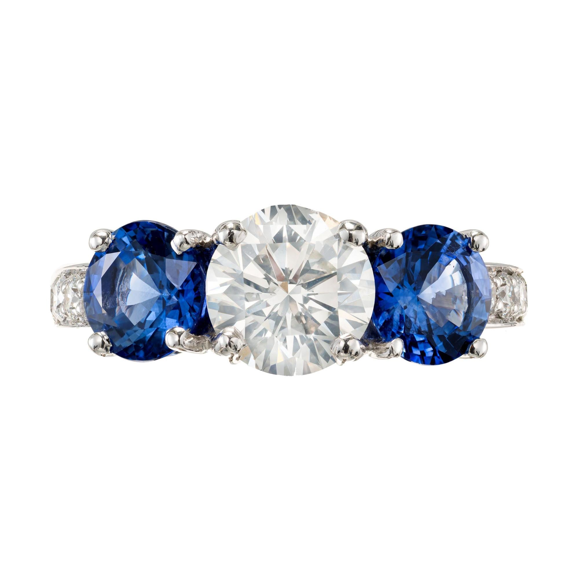 Peter Suchy GIA Certified 2.45 Carat Diamond Sapphire Platinum Engagement Ring