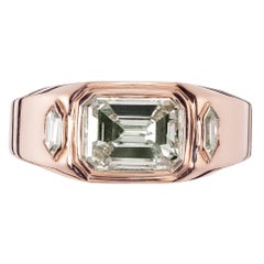 Peter Suchy Anillo de oro rosa con diamante talla esmeralda certificado por el GIA de 2,45 quilates