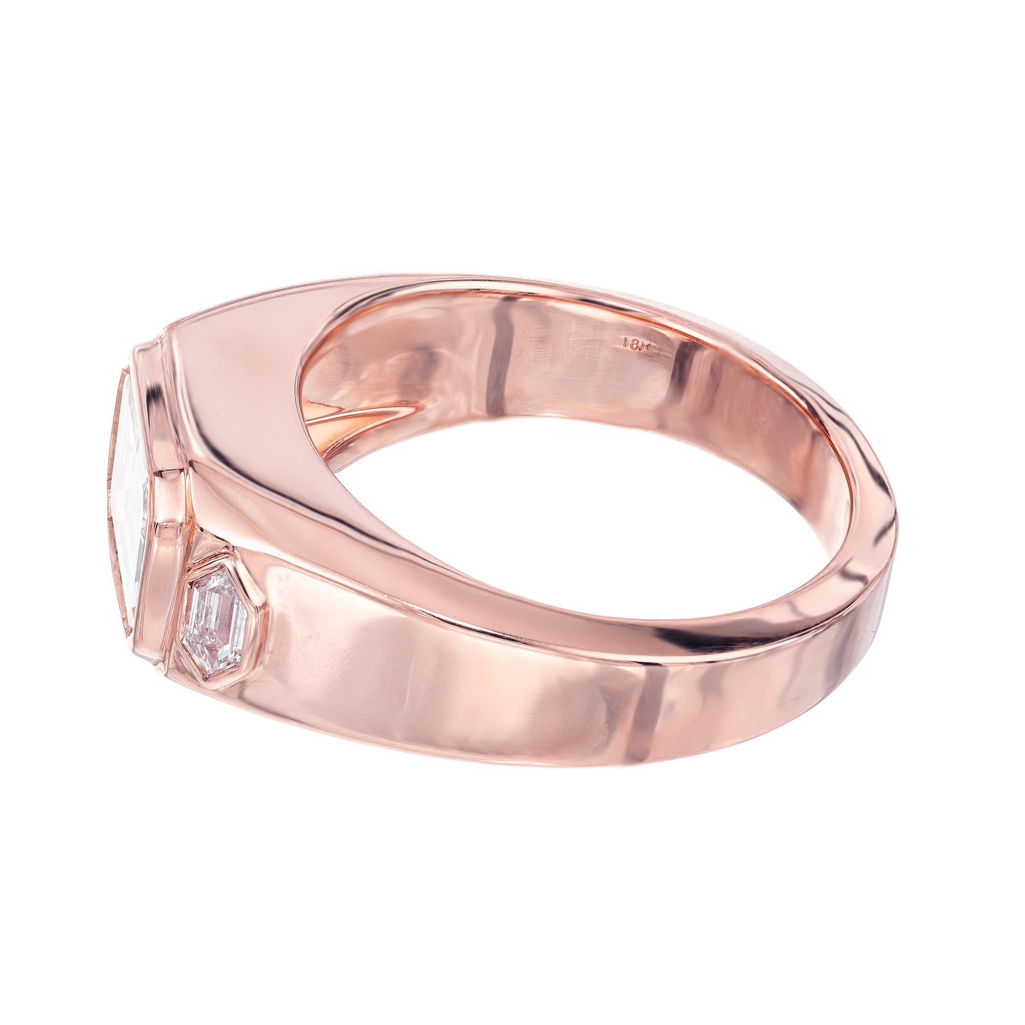 Peter Suchy GIA Certified 2.45 Carat Emerald Cut Diamond Rose Gold Ring For Sale 1