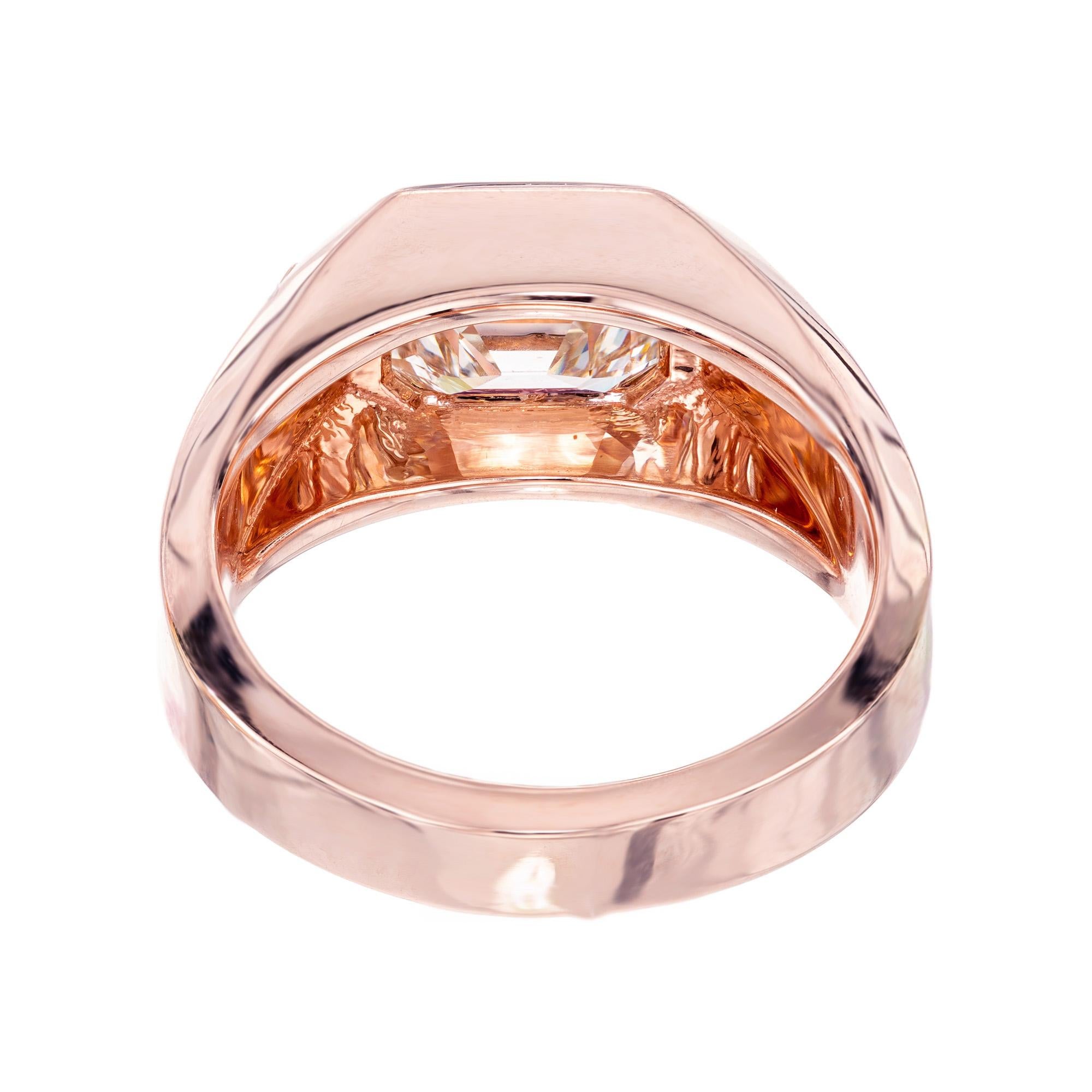 Peter Suchy GIA Certified 2.45 Carat Emerald Cut Diamond Rose Gold Ring For Sale 2
