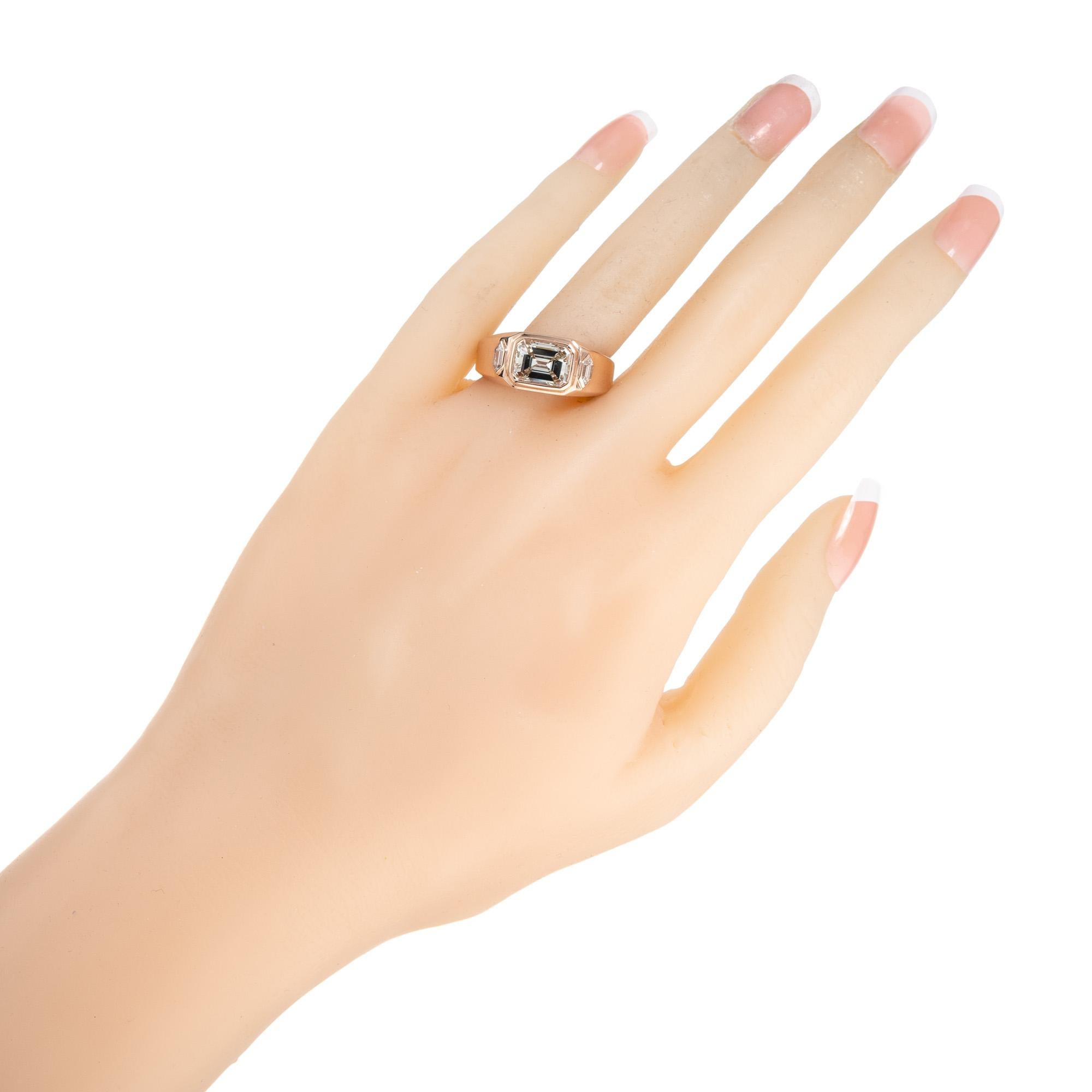 Peter Suchy GIA Certified 2.45 Carat Emerald Cut Diamond Rose Gold Ring For Sale 4