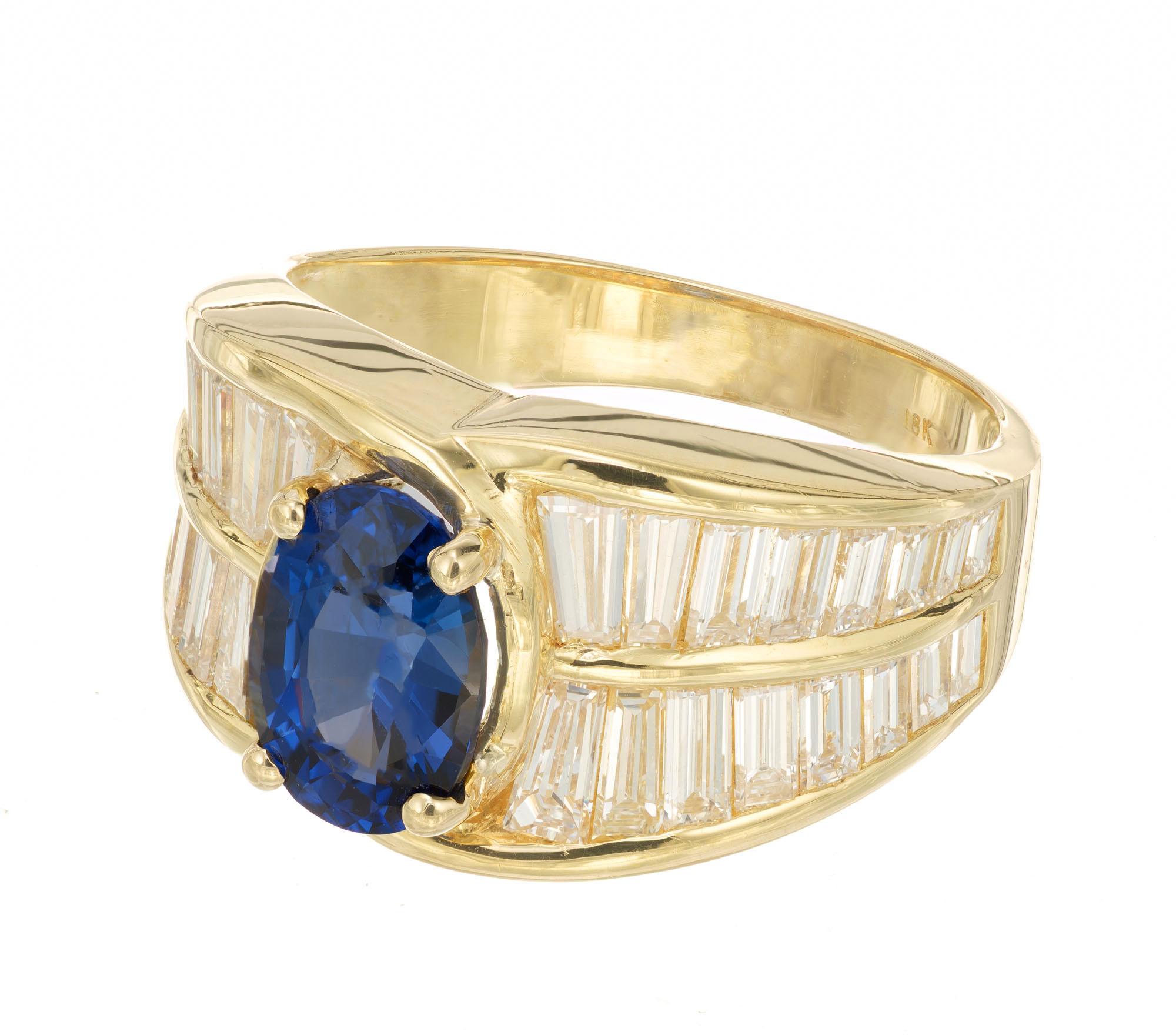 Peter Suchy GIA Certified 2.49 Carat Sapphire Diamond Yellow Gold Cocktail Ring In New Condition For Sale In Stamford, CT