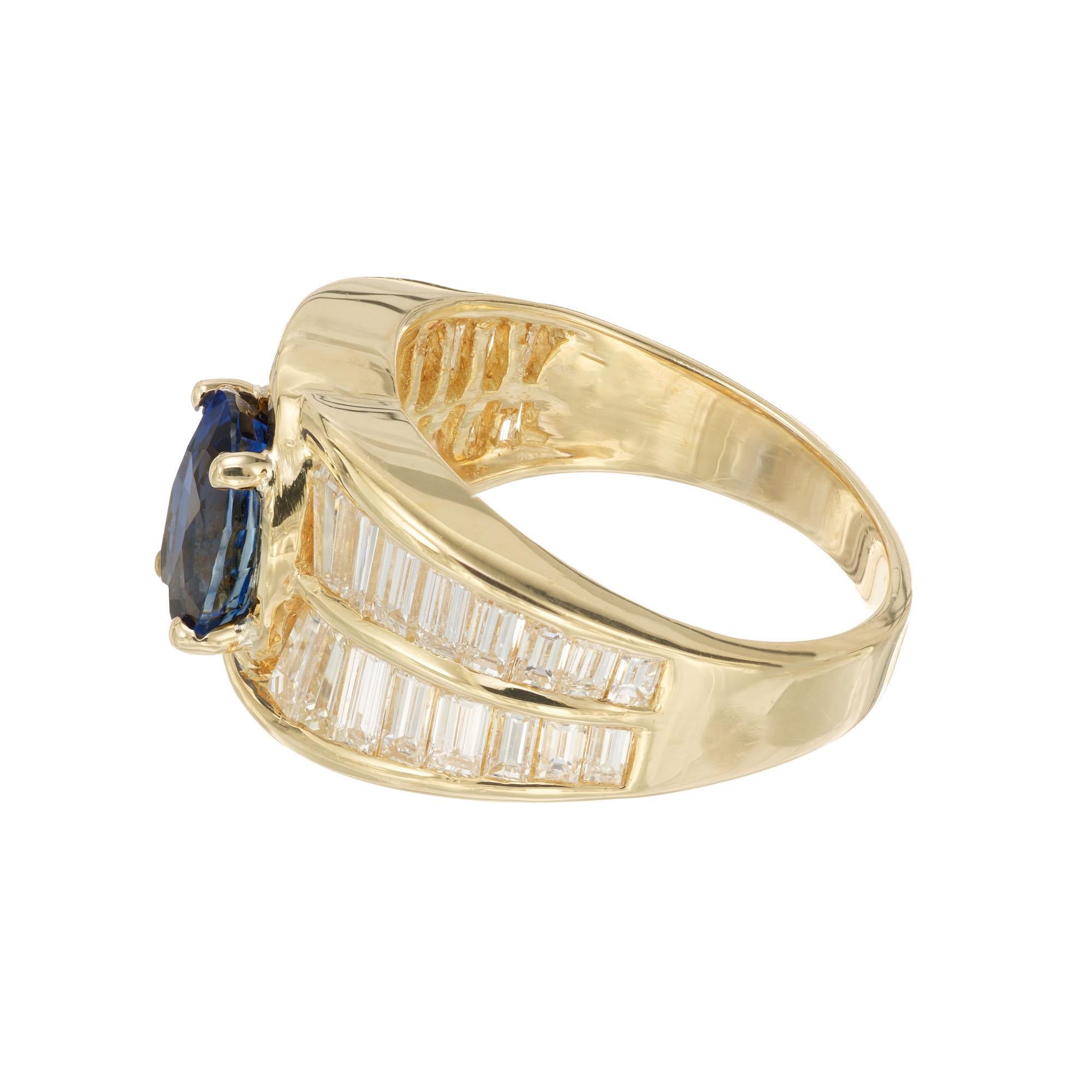 Women's Peter Suchy GIA Certified 2.49 Carat Sapphire Diamond Yellow Gold Cocktail Ring For Sale