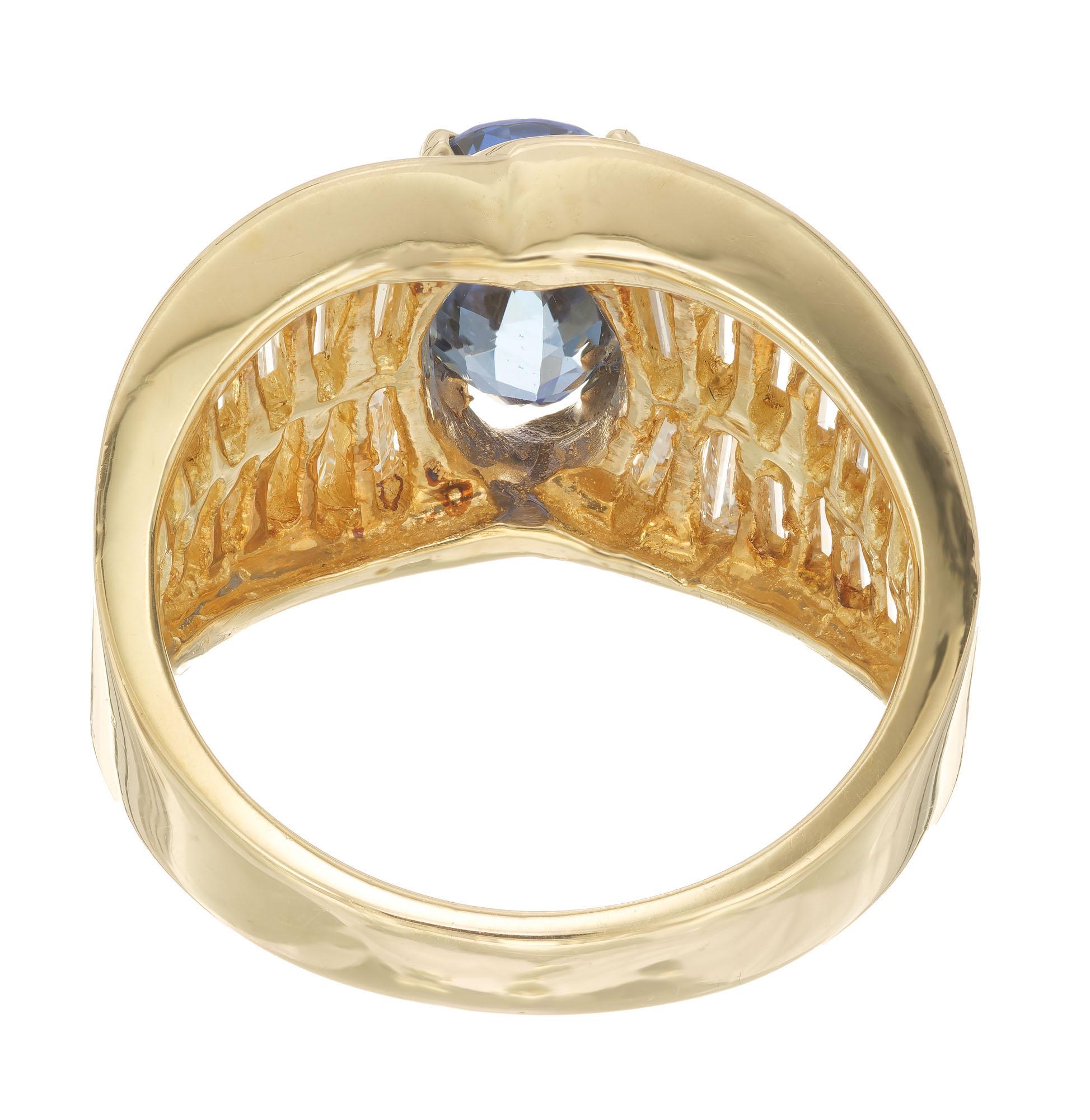 Peter Suchy GIA Certified 2.49 Carat Sapphire Diamond Yellow Gold Cocktail Ring For Sale 1