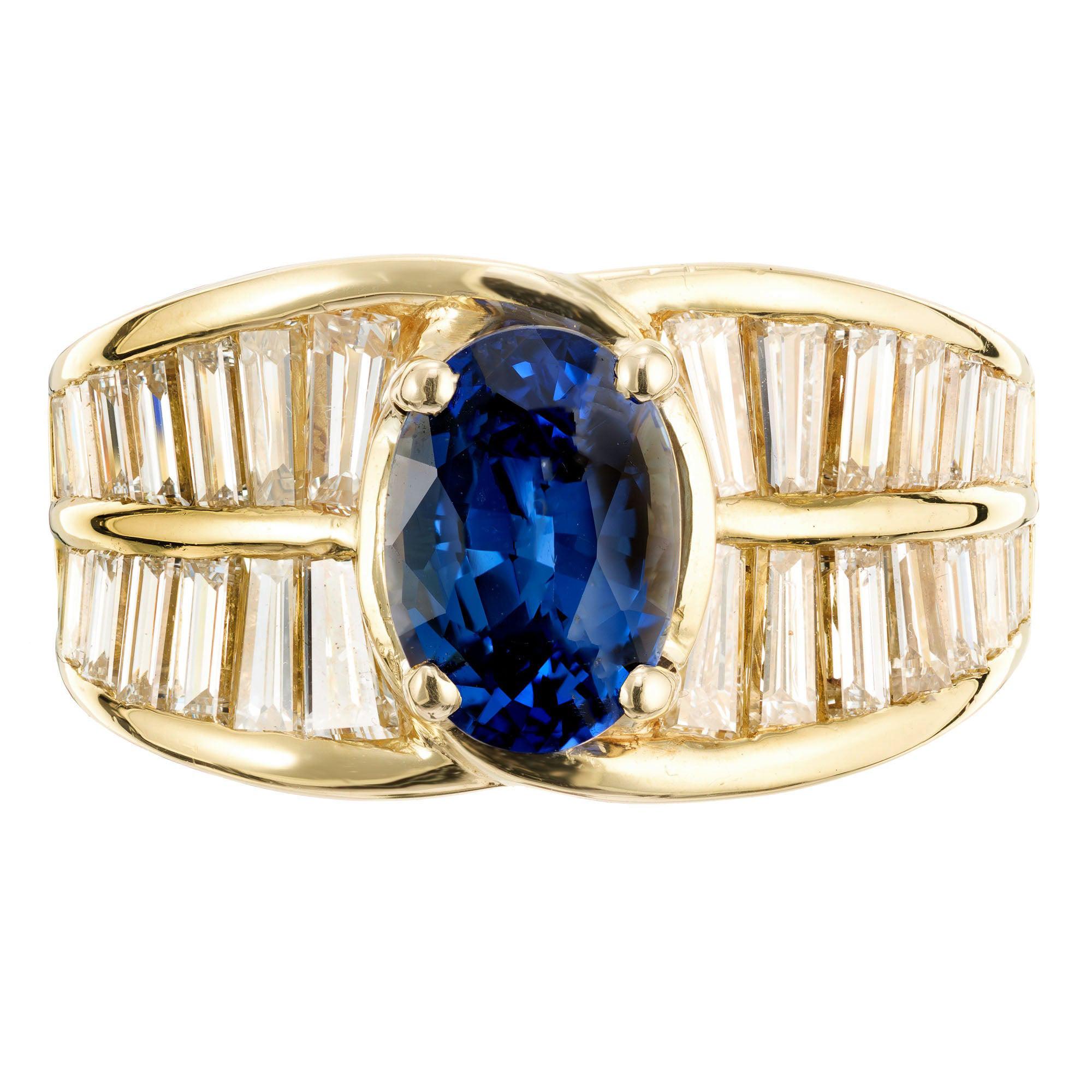 Peter Suchy GIA Certified 2.49 Carat Sapphire Diamond Yellow Gold Cocktail Ring For Sale