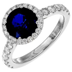 Peter Suchy Anello in oro bianco con zaffiro e diamante certificato GIA da 2,56 carati