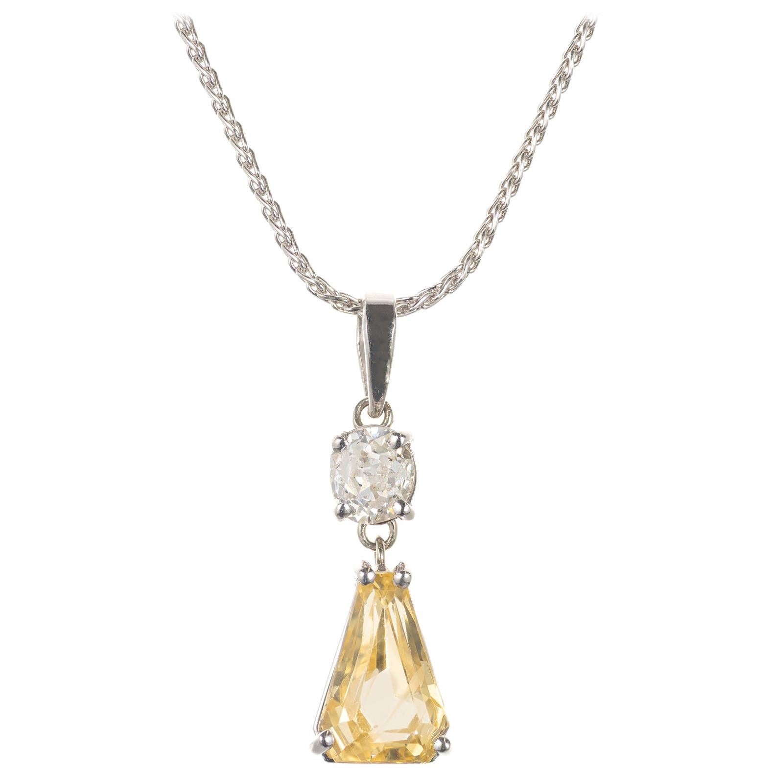 Peter Suchy GIA Certified 2.57 Carat Sapphire Diamond Platinum Pendant Necklace For Sale