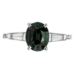 Peter Suchy GIA Certified 2.59 Carat Green Sapphire Diamond Platinum Ring
