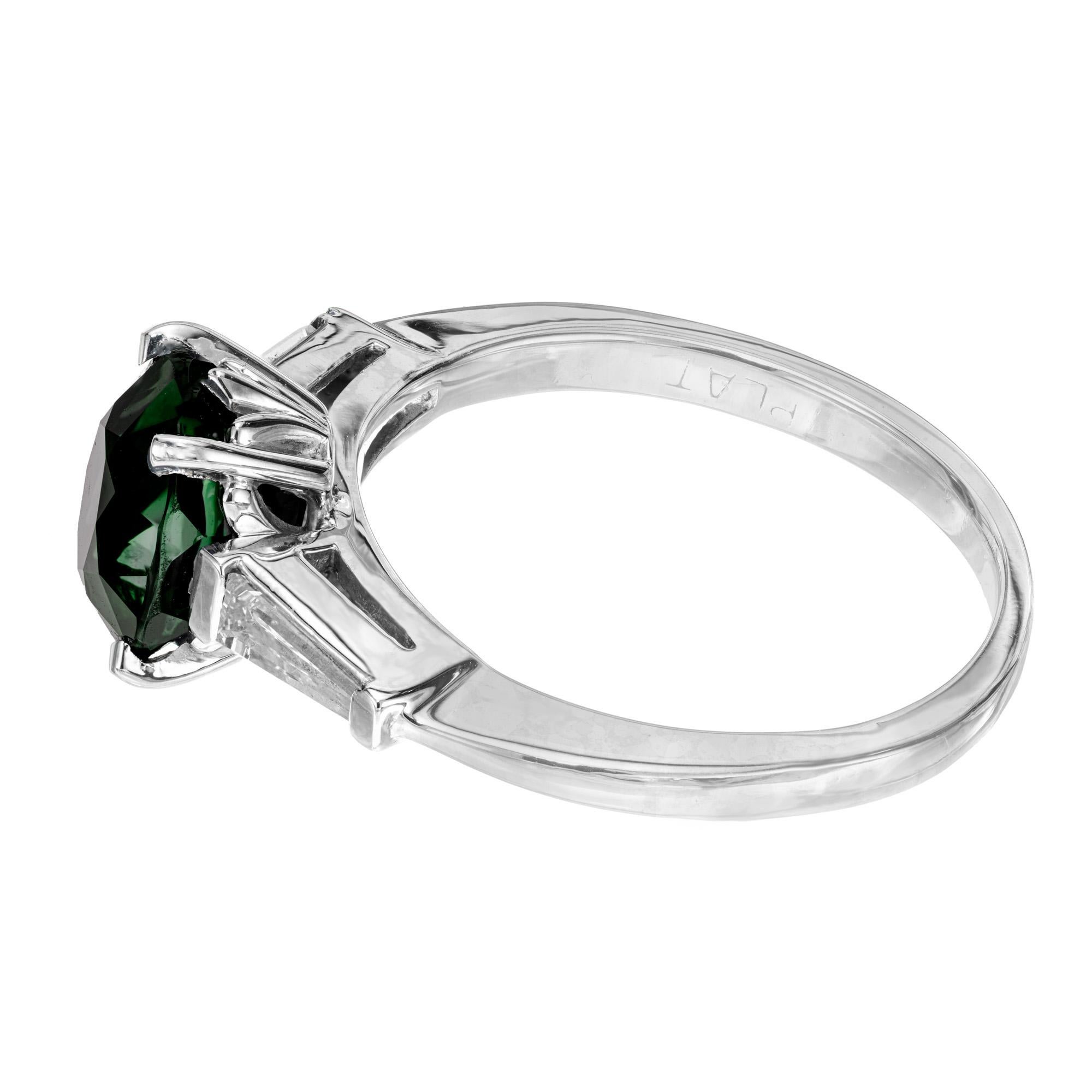 Women's Peter Suchy GIA Certified 2.59 Carat Green Sapphire Diamond Platinum Ring For Sale