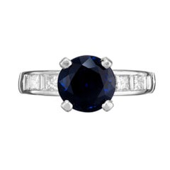Peter Suchy GIA Certified 2.62 Carat Sapphire Diamond Platinum Engagement Ring