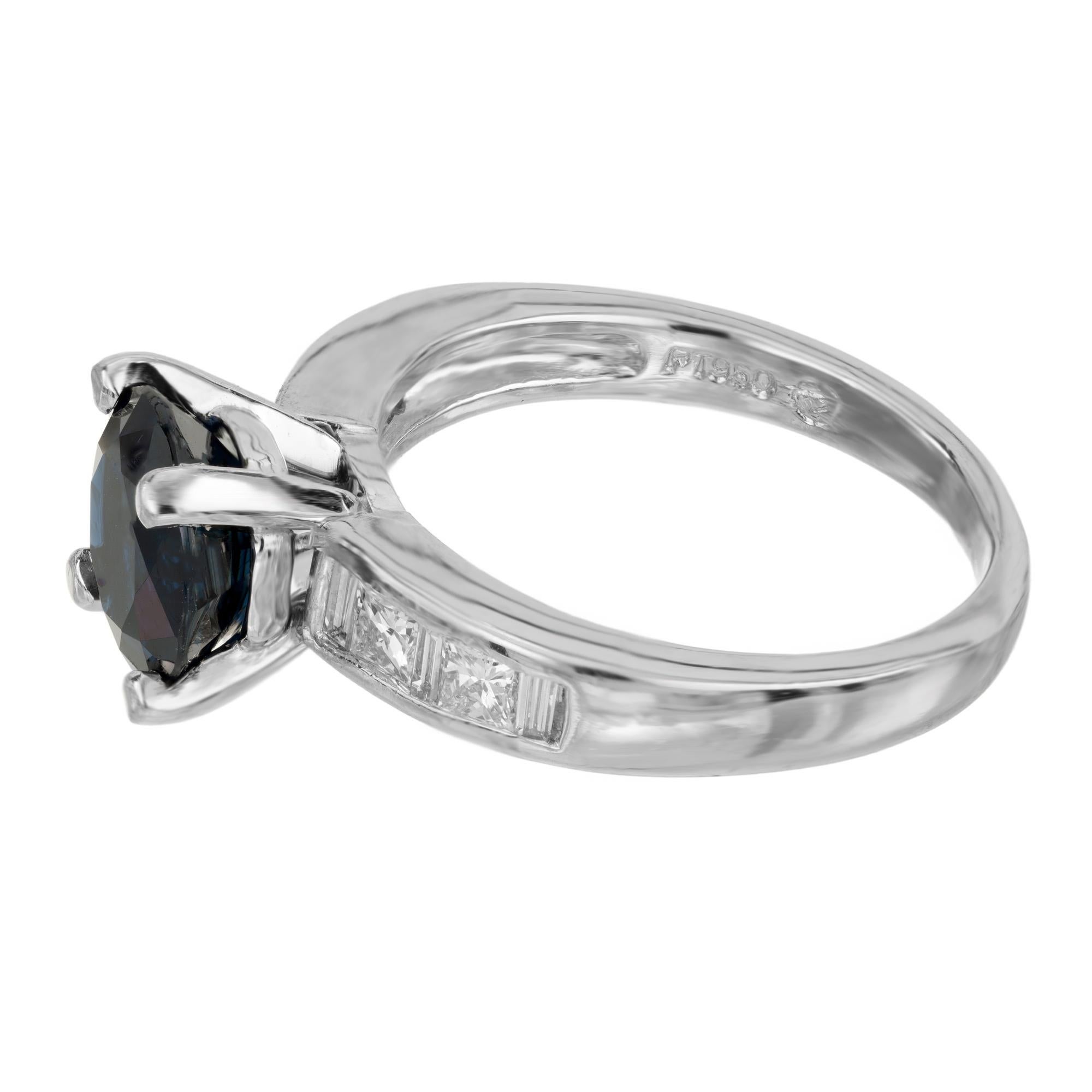Women's Peter Suchy GIA Certified 2.62 Carat Sapphire Diamond Platinum Engagement Ring For Sale