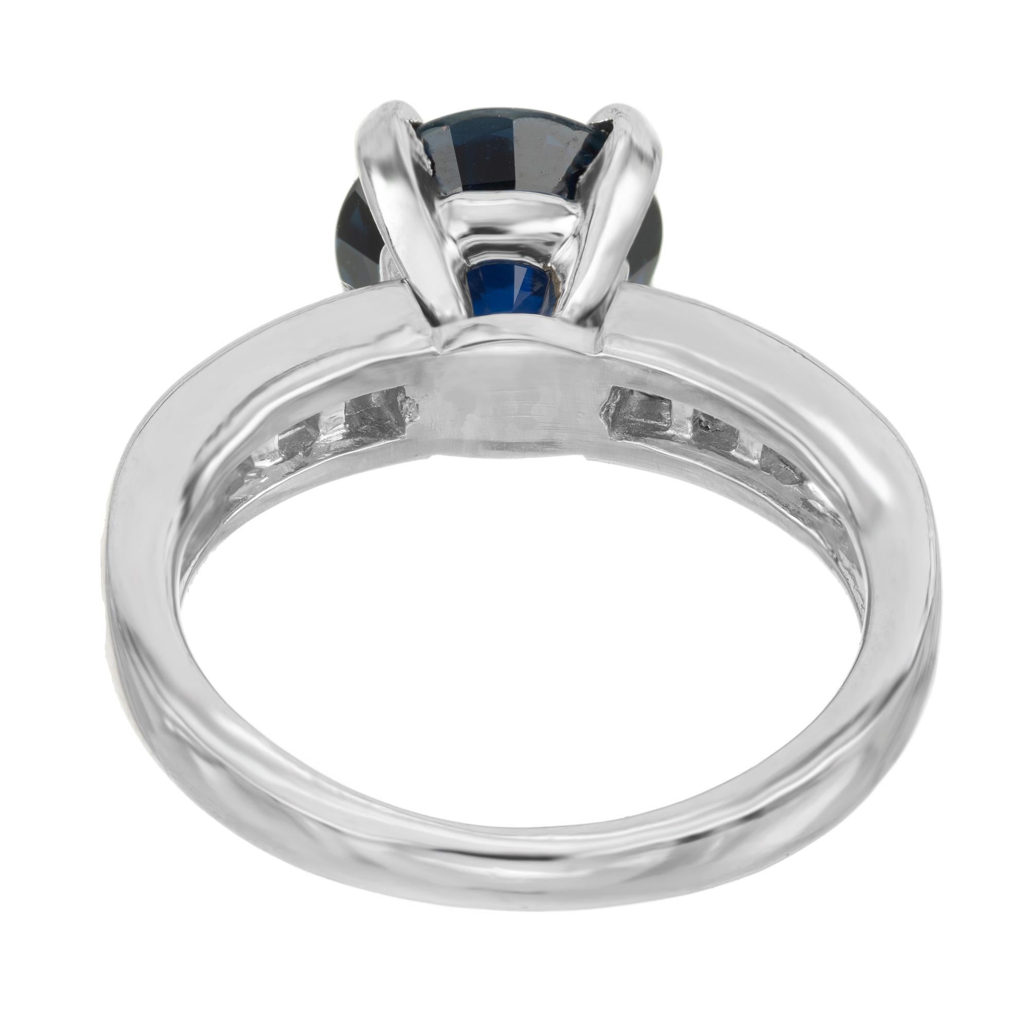 Peter Suchy GIA Certified 2.62 Carat Sapphire Diamond Platinum Engagement Ring For Sale 1