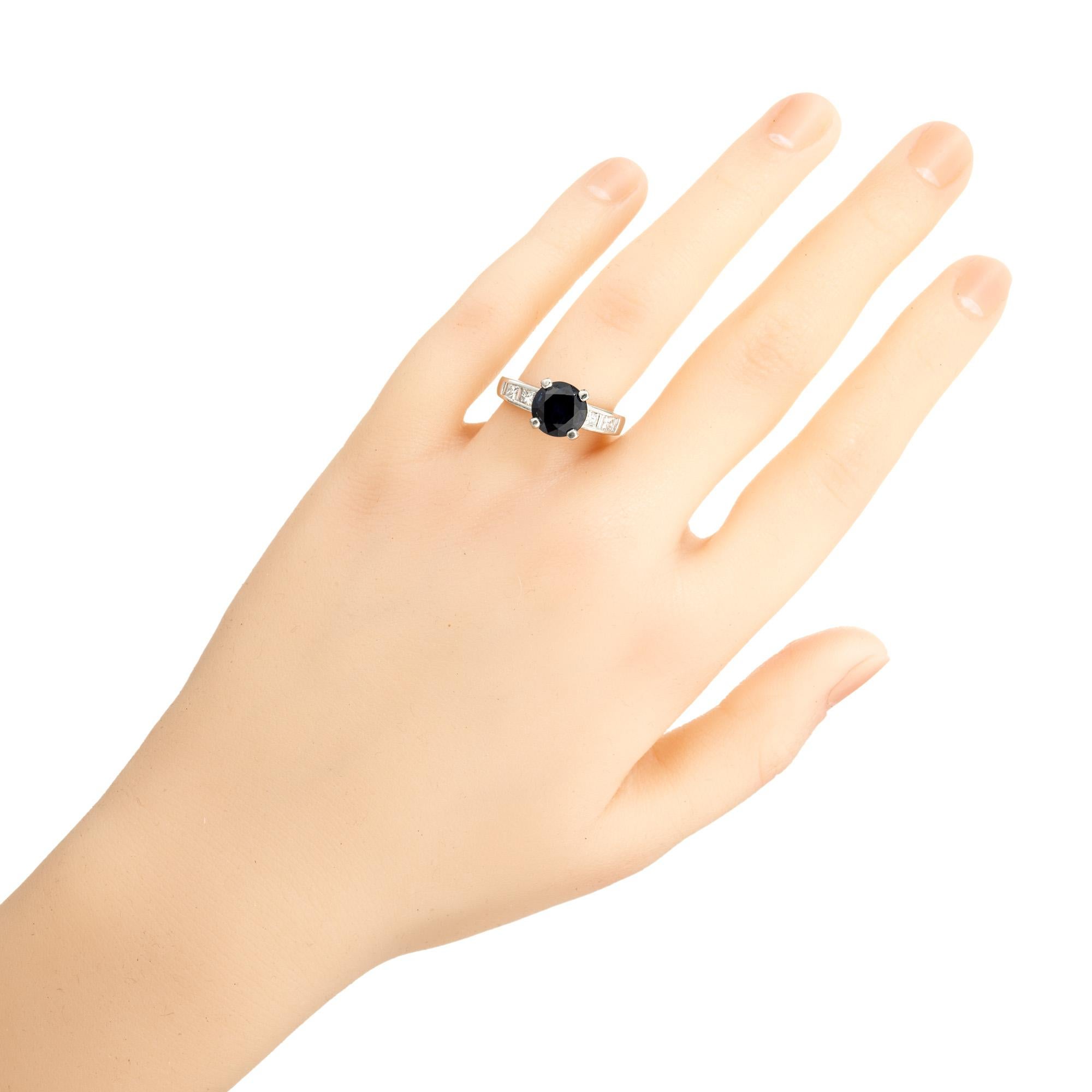 Peter Suchy GIA Certified 2.62 Carat Sapphire Diamond Platinum Engagement Ring For Sale 3