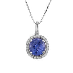 Peter Suchy GIA Certified 2.62 Carat Sapphire Diamond White Gold Necklace