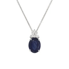 Collana con zaffiro ovale e diamante di Peter Suchy con certificazione GIA da 2,67 carati
