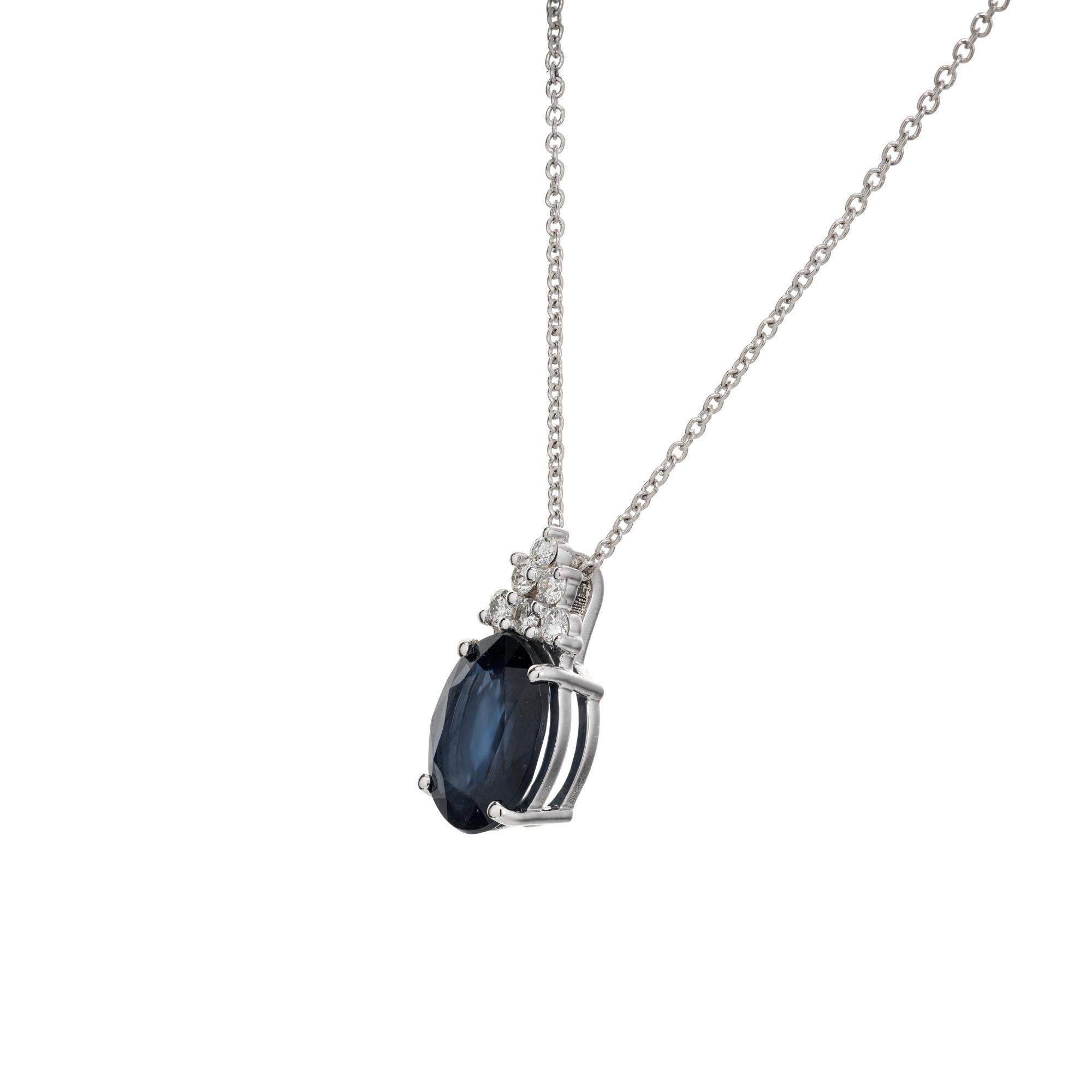 Oval Cut Peter Suchy GIA Certified 2.67 Carat Oval Sapphire Diamond Pendant Necklace  For Sale