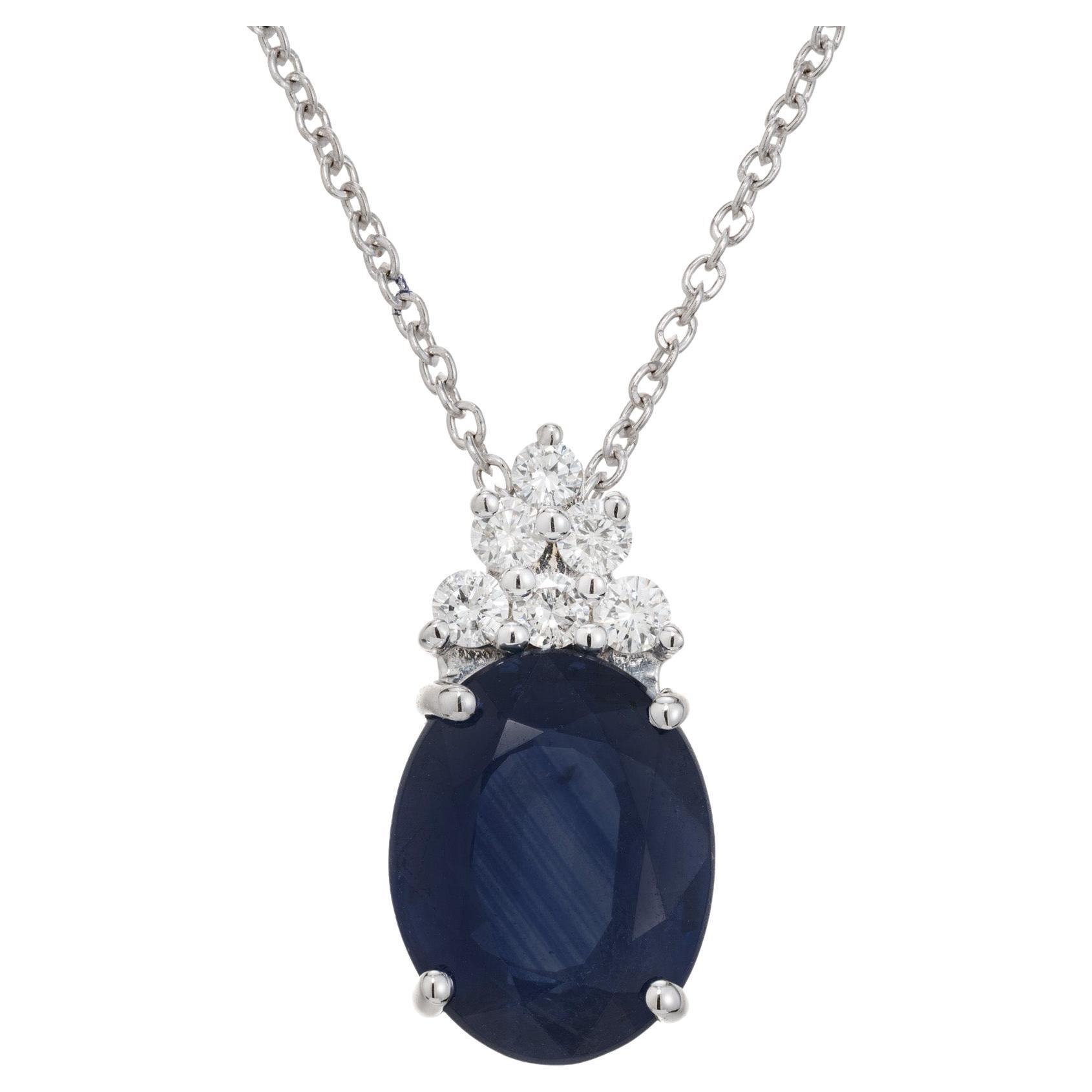 Peter Suchy GIA Certified 2.67 Carat Oval Sapphire Diamond Pendant Necklace 