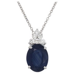 Peter Suchy GIA Certified 2.67 Carat Oval Sapphire Diamond Pendant Necklace 