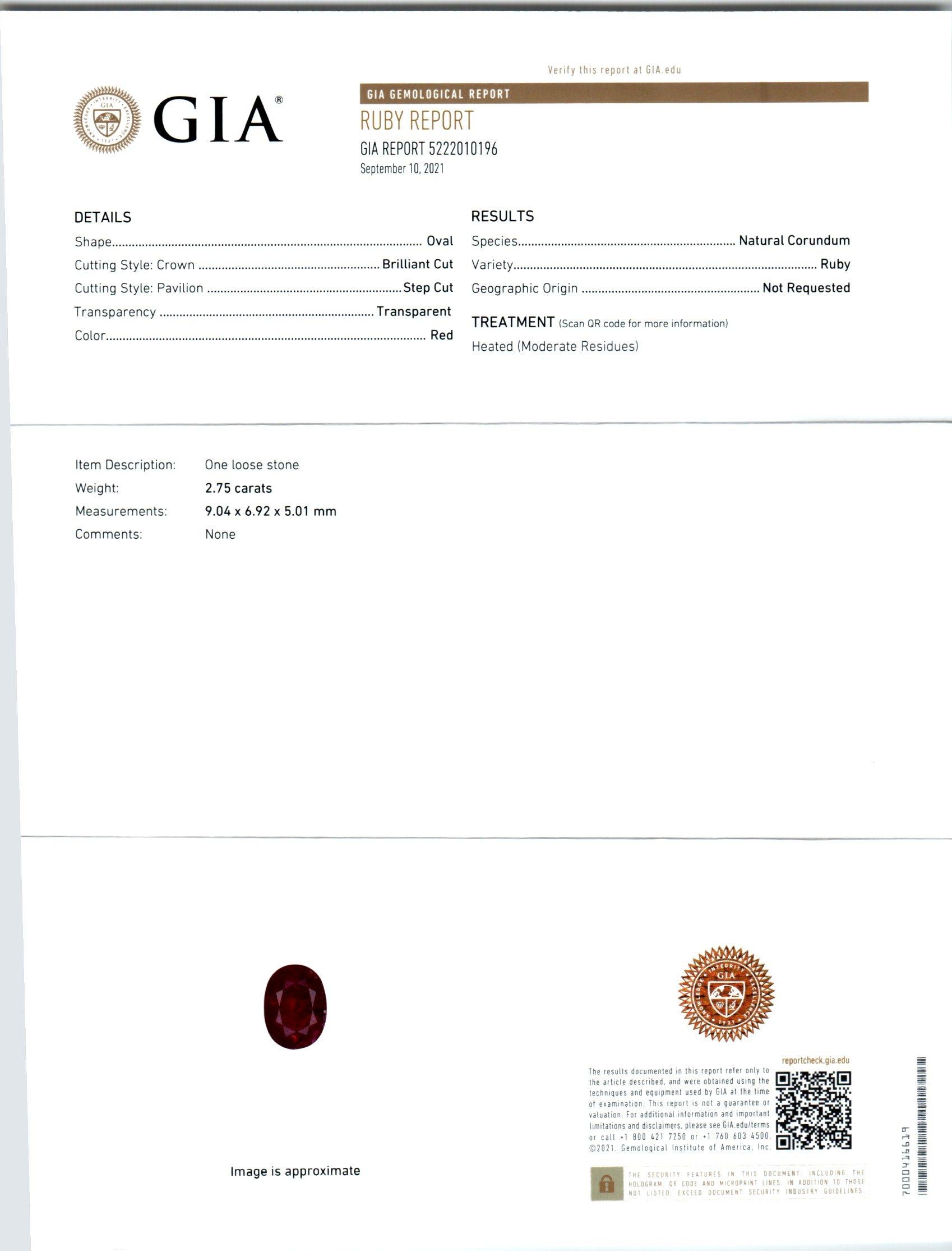 Gelbgold-Halskette mit GIA-zertifiziertem 2,72 Karat Rubin-Diamant-Anhänger von Peter Suchy (Ovalschliff) im Angebot