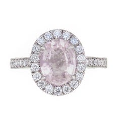 Peter Suchy GIA 2.74 Carat Oval Pink Sapphire Diamond Halo Platinum Ring