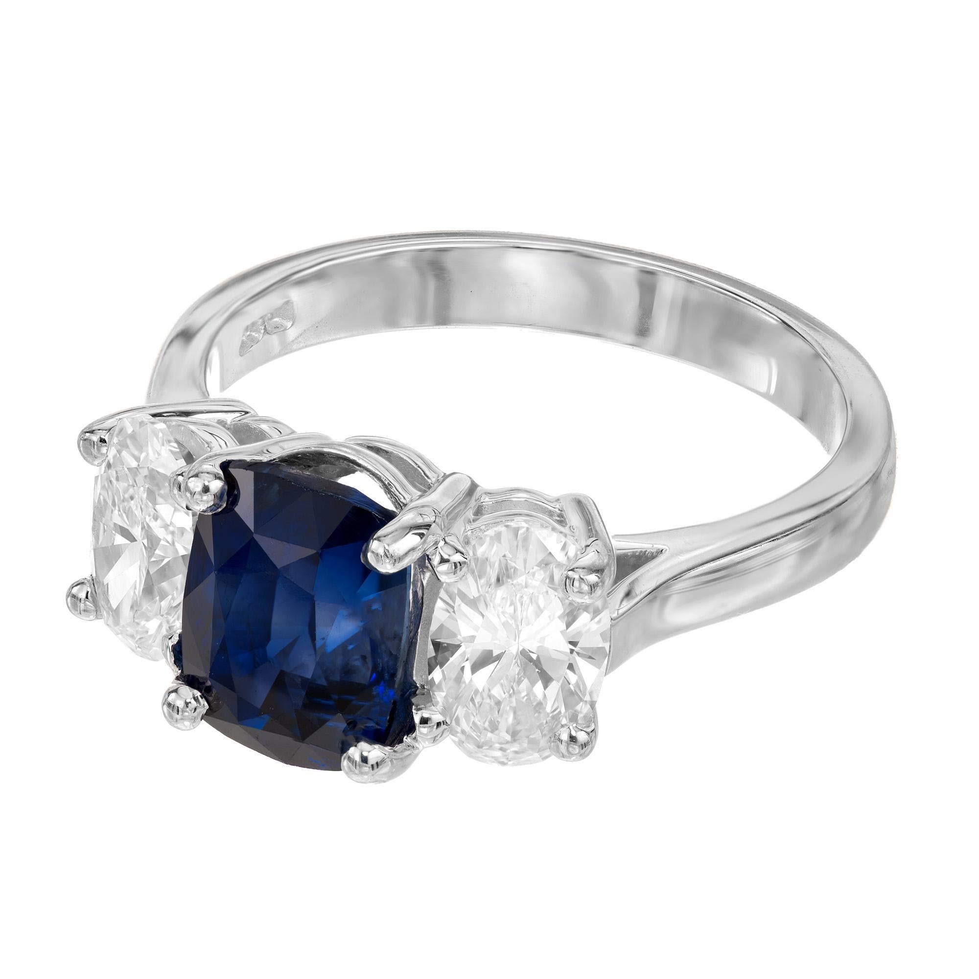 Cushion Cut Peter Suchy GIA Certified 2.74 Carat Sapphire Diamond Ring For Sale