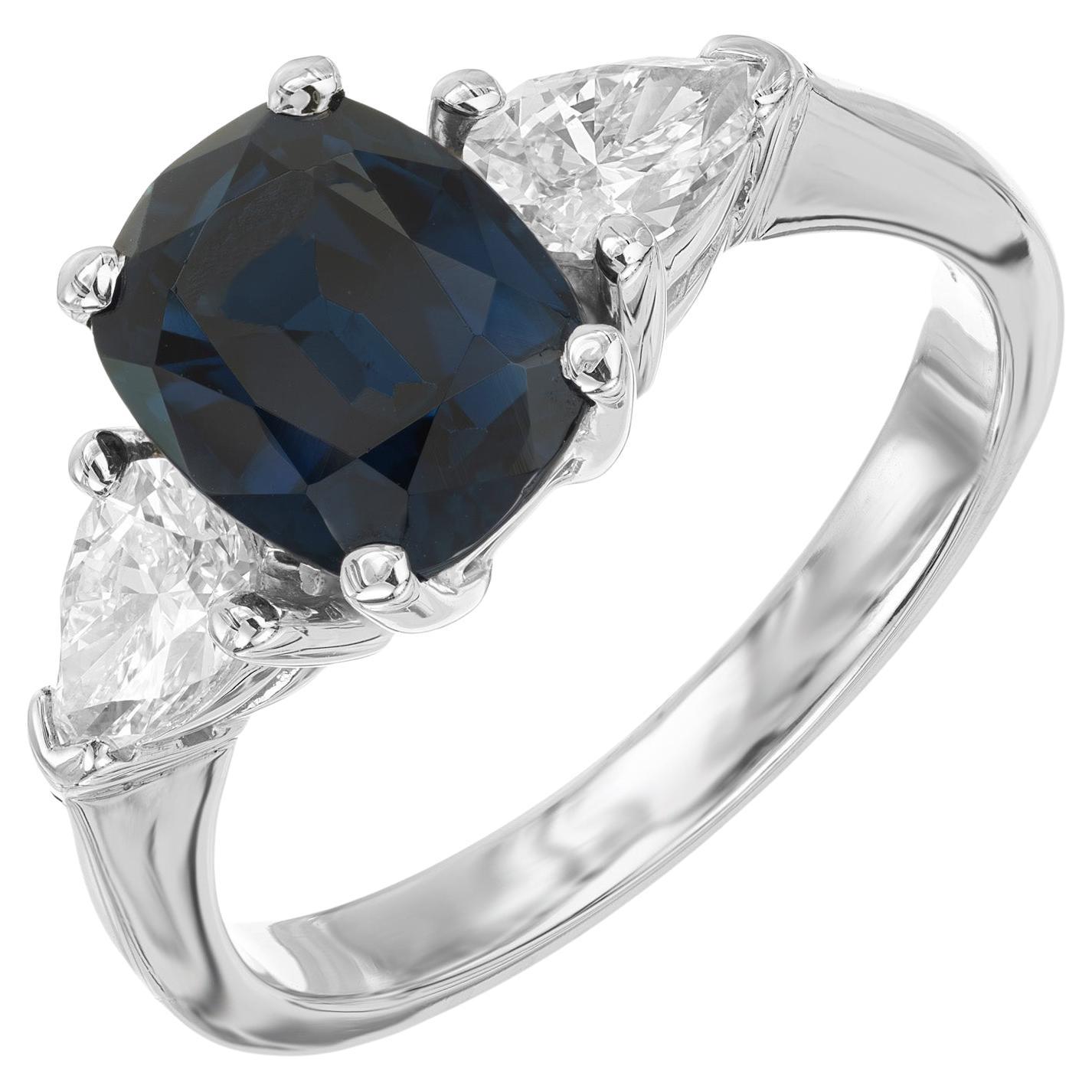 Bague de fiançailles en platine avec diamant saphir de 2.75 carats de Peter Suchy, certifiée par le GIA