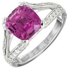 Peter Suchy GIA Certified 2.76 Carat Sapphire Diamond Platinum Engagement Ring