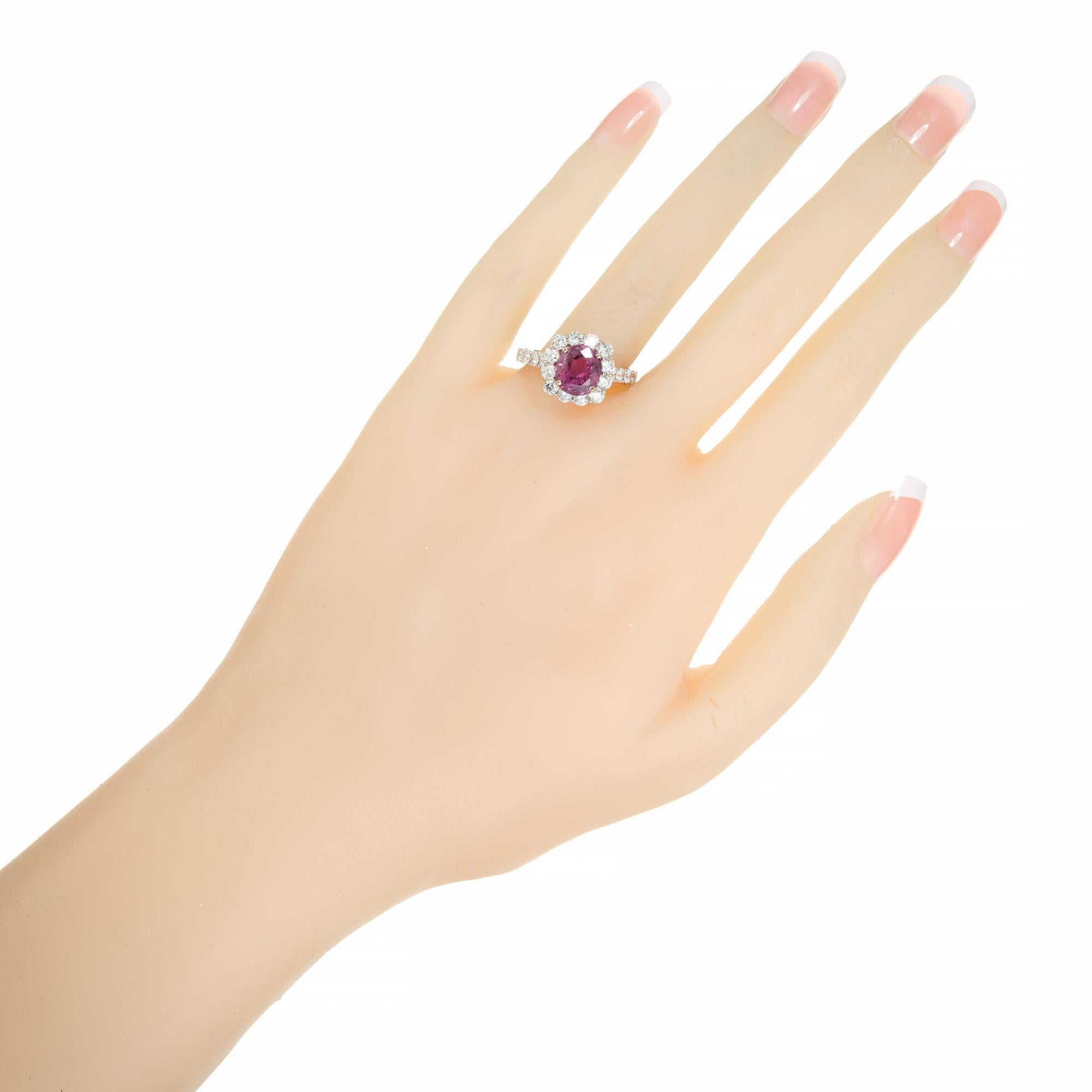 Bague de fiançailles Peter Suchy en or blanc avec diamants et rubis de 2,76 carats certifié par l'GIA en vente 4