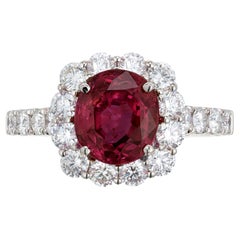 Peter Suchy Gia Certified 2.76 Cart Ruby Diamond White Gold Engagement Ring