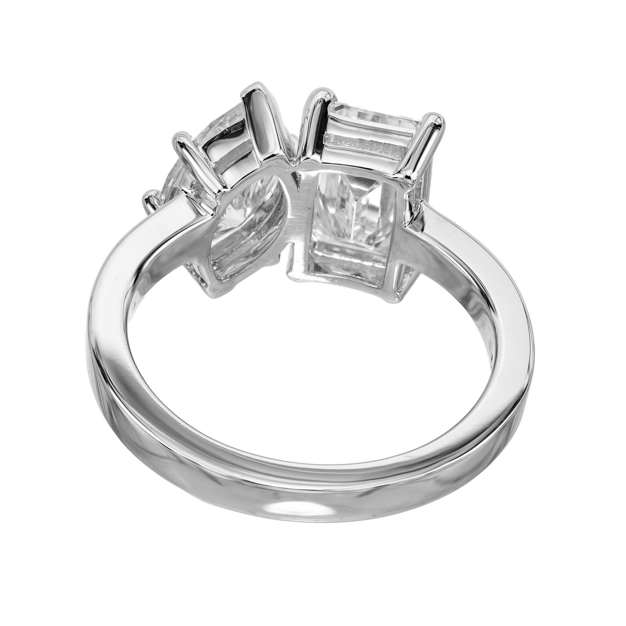 Peter Suchy GIA Certified 2.82 Carat Diamond Toi et Moi Platinum Engagement Ring For Sale 2