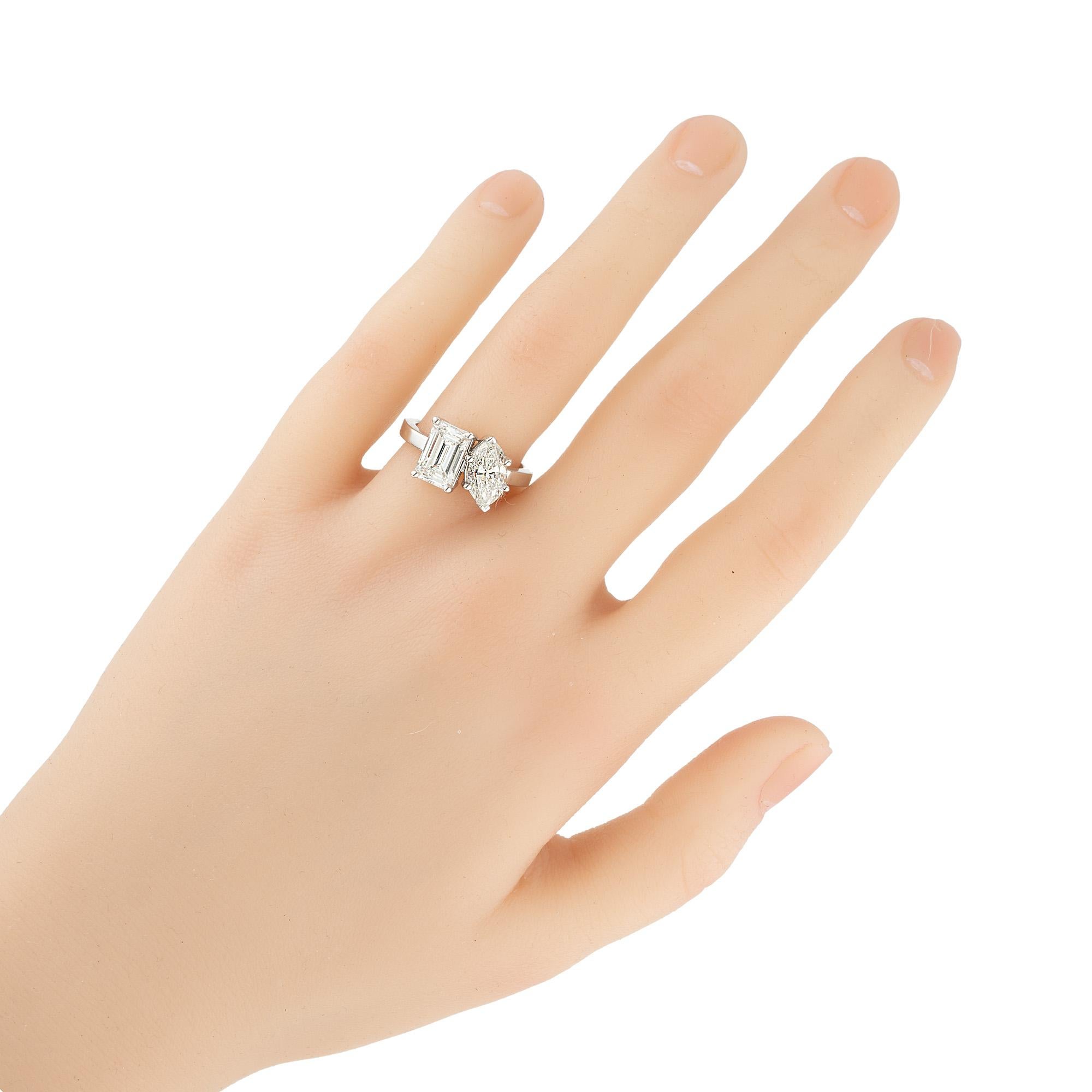 Peter Suchy GIA Certified 2.82 Carat Diamond Toi et Moi Platinum Engagement Ring For Sale 4