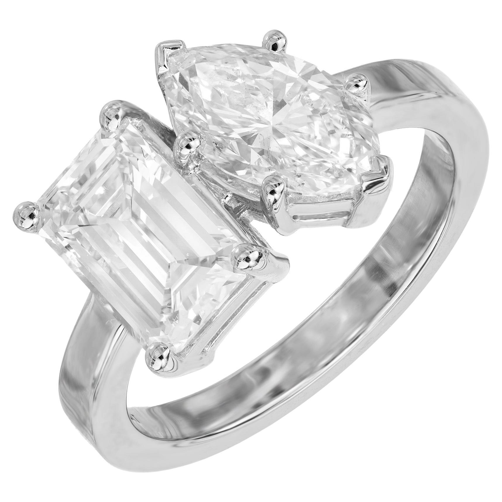 Peter Suchy GIA Certified 2.82 Carat Diamond Toi et Moi Platinum Engagement Ring