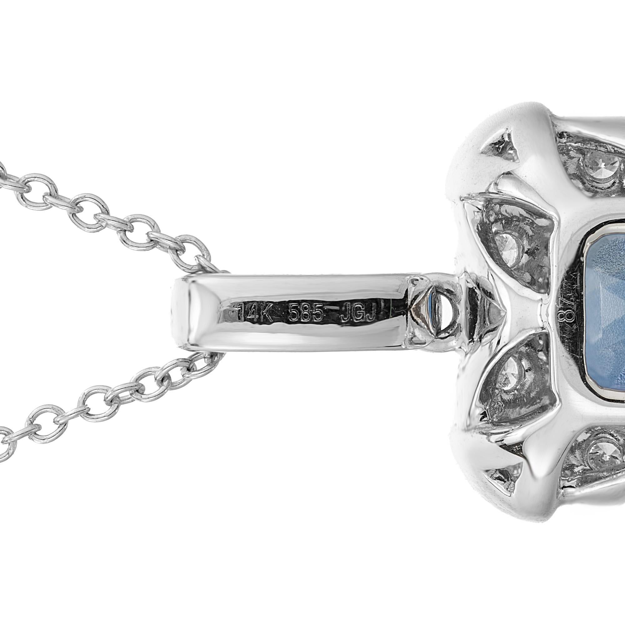Peter Suchy GIA Certified 2.85 Carat Sapphire Diamond 14k Gold Pendant Necklace For Sale 2