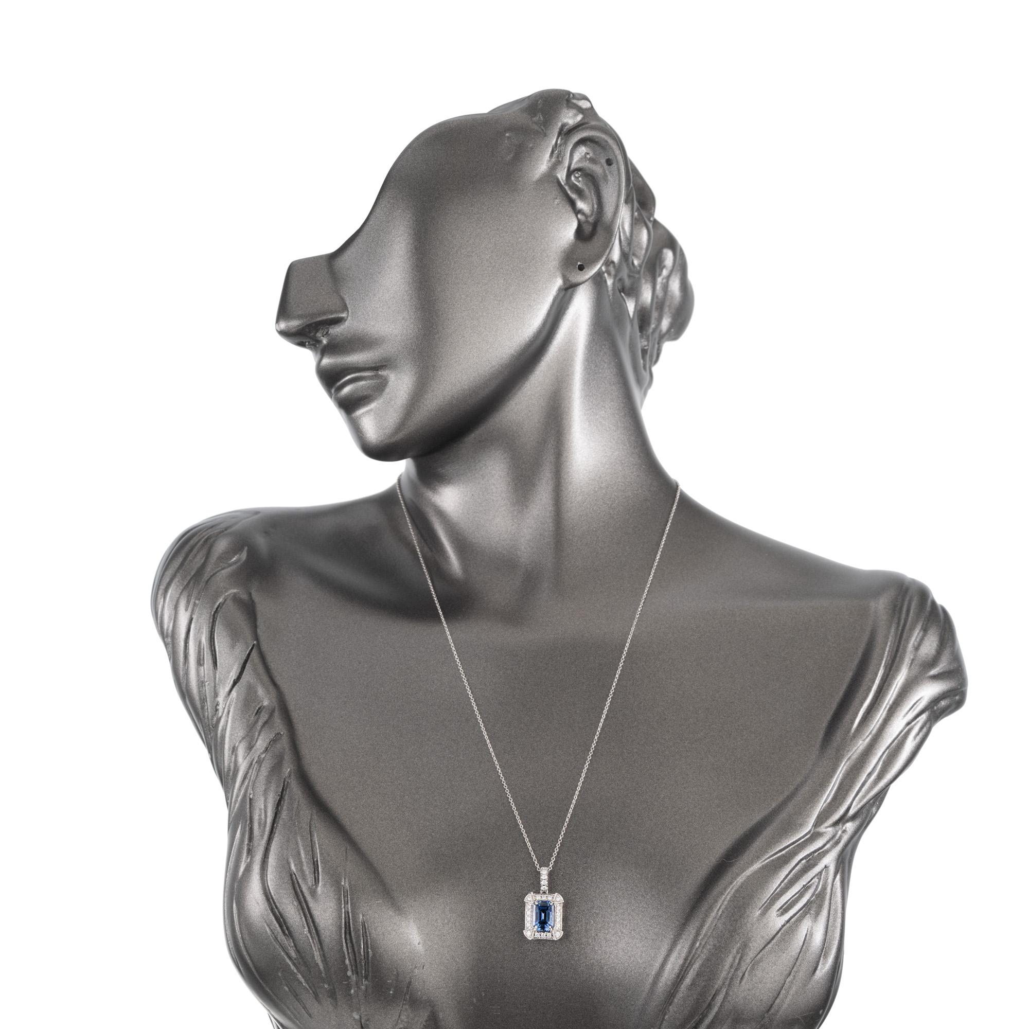 Peter Suchy GIA Certified 2.85 Carat Sapphire Diamond 14k Gold Pendant Necklace For Sale 3