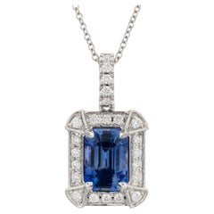 Peter Suchy GIA zertifiziert 2,85 Karat Saphir Diamant 14k Gold Anhänger Halskette